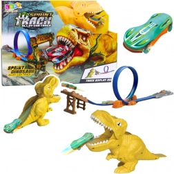 Pista automobilistica con catapulta e tema dinosauro