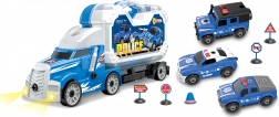 camion della polizia con 3 auto avvitabili con effetti luminosi e sonori 42 cm