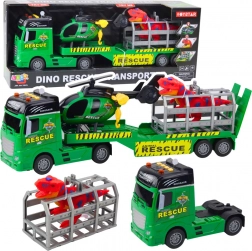 Set di soccorso con camion, elicottero e dinosauro
