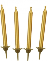 Candeline di compleanno dorate 5 cm GODAN (10 pz) con supporti
