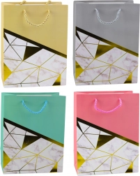 Borsa regalo con motivi geometrici ed effetto marmo 23 x 18 x 10,5 cm