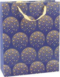 Elegante sacchetto regalo con stelle dorate, blu scuro 32 × 26 × 12 cm