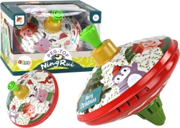 Trottola in metallo tradizionale con motivo di Babbo Natale