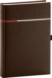 Agenda giornaliera Tomy 2026 marrone-rosso 15 x 21 cm
