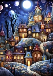 Puzzle Villaggio al chiaro di luna 1000 pezzi