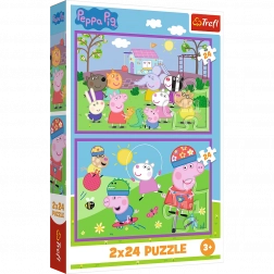 Puzzle 2x24 Peppa sul campo da gioco - Peppa Pig