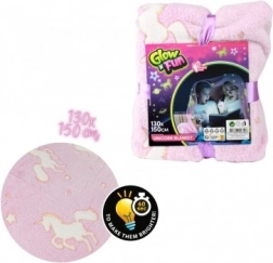 Coperta in peluche luminosa con unicorni 130 × 150 cm rosa