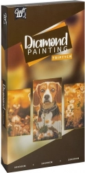 pittura diamantata su tela cane – trittico 40 × 20 cm + 30 × 20 cm