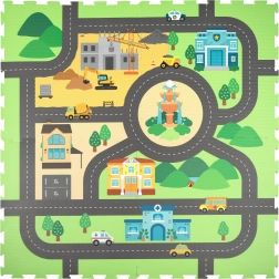 Tappeto educativo in schiuma 120 × 120 cm – strade cittadine, 4 pezzi HUMBI