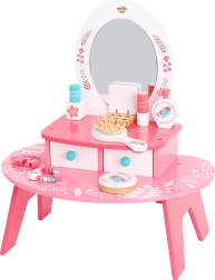 Toeletta rosa in legno con specchio TOOKY TOY