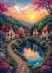Puzzle Villaggio sull'Acqua 500 pezzi
