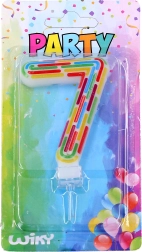 candela per torta party – numero 7, righe