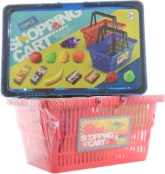 Carrello della spesa con frutta e alimenti