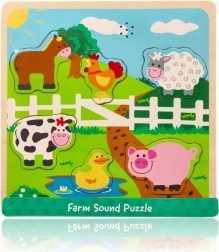 Puzzle sonoro in legno – animali della fattoria