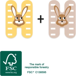 Lettera di legno H con coniglio