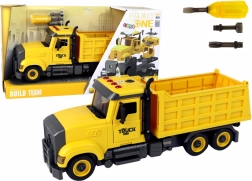 Camion ribaltabile giallo con suoni e set avvitabile