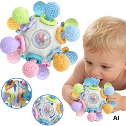Woopie Baby pallina sensoriale 3 in 1 con massaggiagengive e sonaglio 6m+ - 1 pezzo