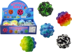 Pallina colorata con rilievi 6,5 cm – giocattolo saltellante e antistress da spremere