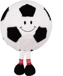 Pallone da calcio gonfiabile in peluche con faccia, 15 cm