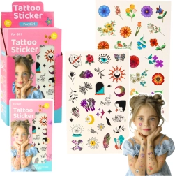 Set di tatuaggi temporanei per bambini – fiori e motivi fiabeschi, 60 disegni
