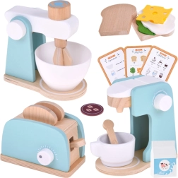 Set in legno Jokomisiada per cucina dei bambini – tostapane, macchina del caffè e frullatore con accessori