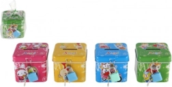 Salvadanaio in latta per bambini con lucchetto