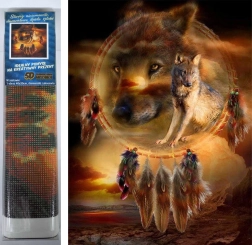 Pittura diamantata Acchiappasogni con lupi 30x40 cm