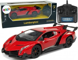 Auto da corsa R/C 1:24 Lamborghini Veneno rosso con luci a LED