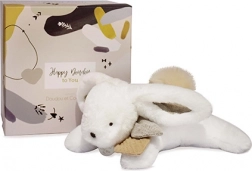Set regalo – coniglietto di peluche con pon pon beige 25 cm
