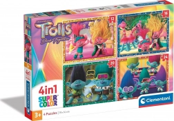 Puzzle 4in1 TROLLS SuperColor (12–24 pezzi) – CLEMENTONI