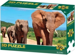 Puzzle 3D – elefanti, 100 pezzi