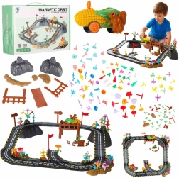 Set di pista da corsa magnetica 153 pezzi con veicolo luminoso