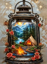 Pittura con diamanti Lanterna magica 30 × 40 cm