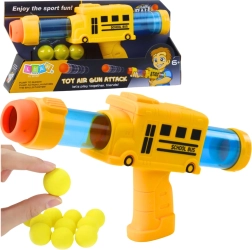 Pistola a palline di schiuma autobus scolastico giallo, 6 pz