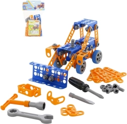 Set costruzioni giovane ingegnere trattore con caricatore