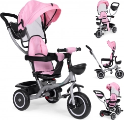 Triciclo per bambini 2 in 1 con sedile girevole e cappottina pieghevole, rosa ECOTOYS