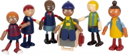 Figure di legno famiglia con sedia a rotelle