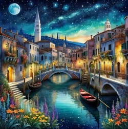Pittura di diamanti Notte veneziana 30x40 cm