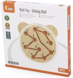 Viga tavola labirinto da parete in legno con pallina – orsetto, Montessori, FSC