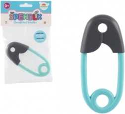 Sonaglio per bambini a forma di spilla in grigio-turchese