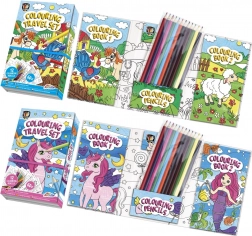 Album da colorare con 12 pastelli in pratico astuccio