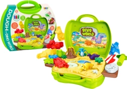 pasta modellabile mondo dei dinosauri in valigetta – stampini e strumenti, verde
