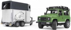 BRUDER LAND ROVER DEFENDER con rimorchio per cavalli