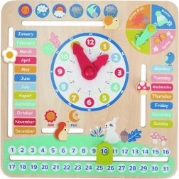 Calendario educativo in legno con orologio per bambini