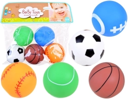 Palline di gomma con fischietto – set di 5 mini palloni sportivi
