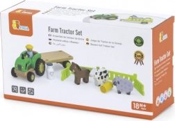 Trattore in legno con animali da fattoria Viga Toys