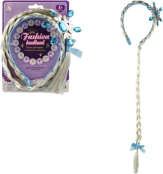 Set di bellezza per carnevale – cerchietto con lunga treccia bionda e fiocco blu
