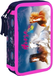 Astuccio scolastico a due scomparti con motivo cavalli Oxybag