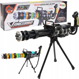 Mitragliatrice rotante Gatling per bambini su treppiede con luce, suoni e vibrazioni – nera