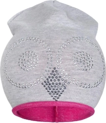Cappellino primaverile in cotone New Baby gufo grigio-rosa 110 (4–5 anni)